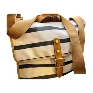 Fossil Keyper Shoulder Messenger Bag Crossbody Striped Coated Canvas